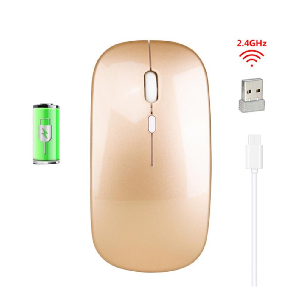 1600Dpi Wireless Mouse 2.4Ghz Classic Rechargeable Computer Mice Ultra-Thin Silent Mouse Mute For Laptop PC Office Notebook: Gold