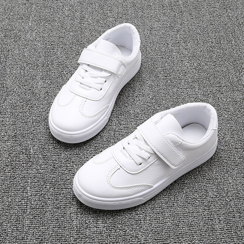 Children Autumn Casual Shoes White Pu Leather Leisure Boys Girls Sneakers 26-37 School All-match Kids Sport Running Shoe