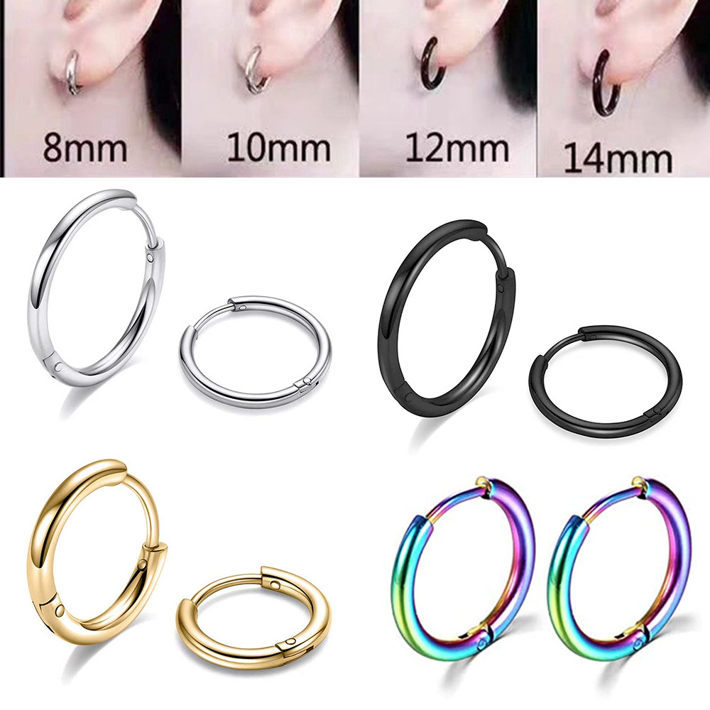Simple Stainless Steel Small Hoop Earrings for Women Men Cartilage Ear Piercing Jewelry Pendientes Hombre Mujer