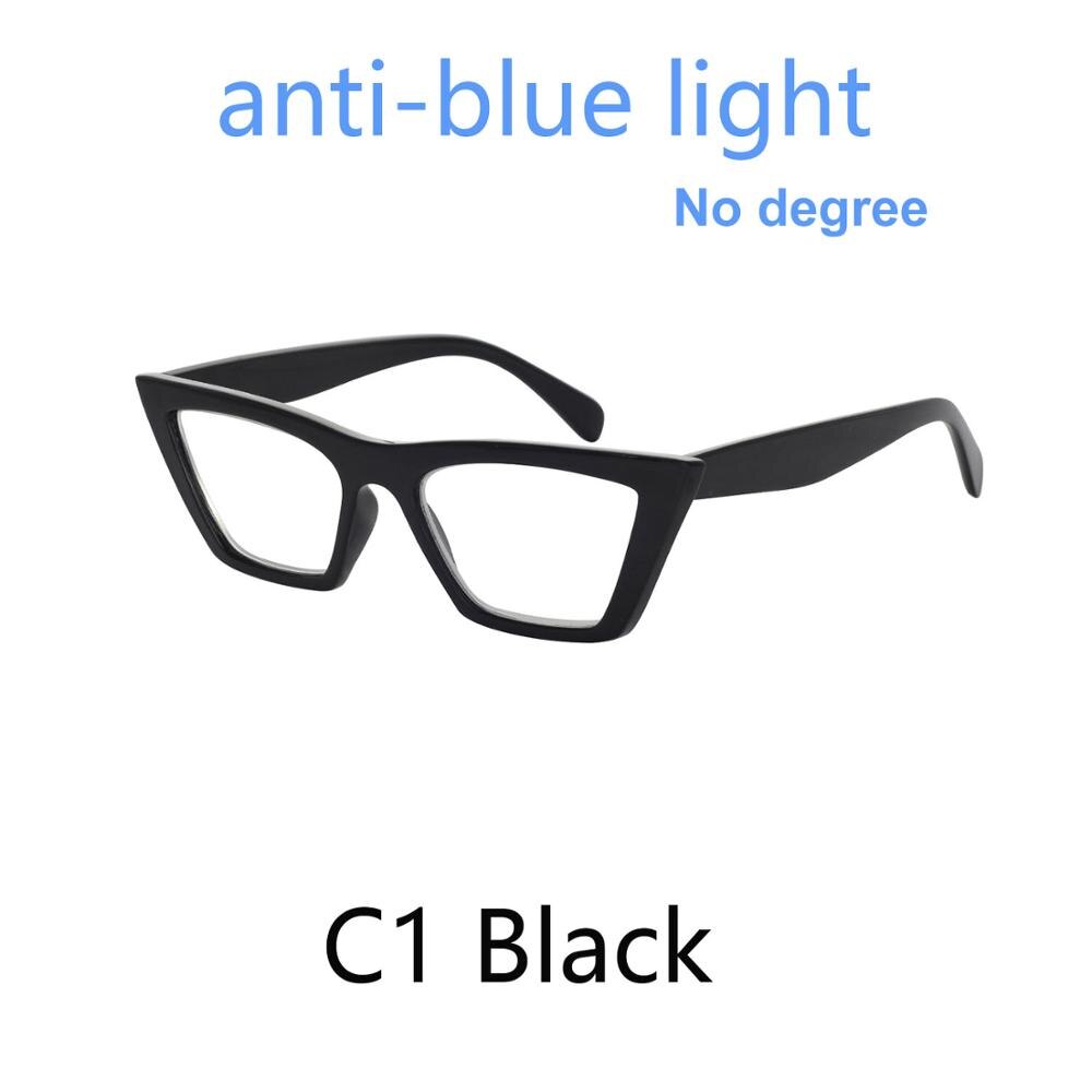 OCCI CHIARI Oversize de bloqueo de luz azul gafas de mujer gato ojo gafas óptico transparente marco computadora gafas para personas con miopía: C1A black
