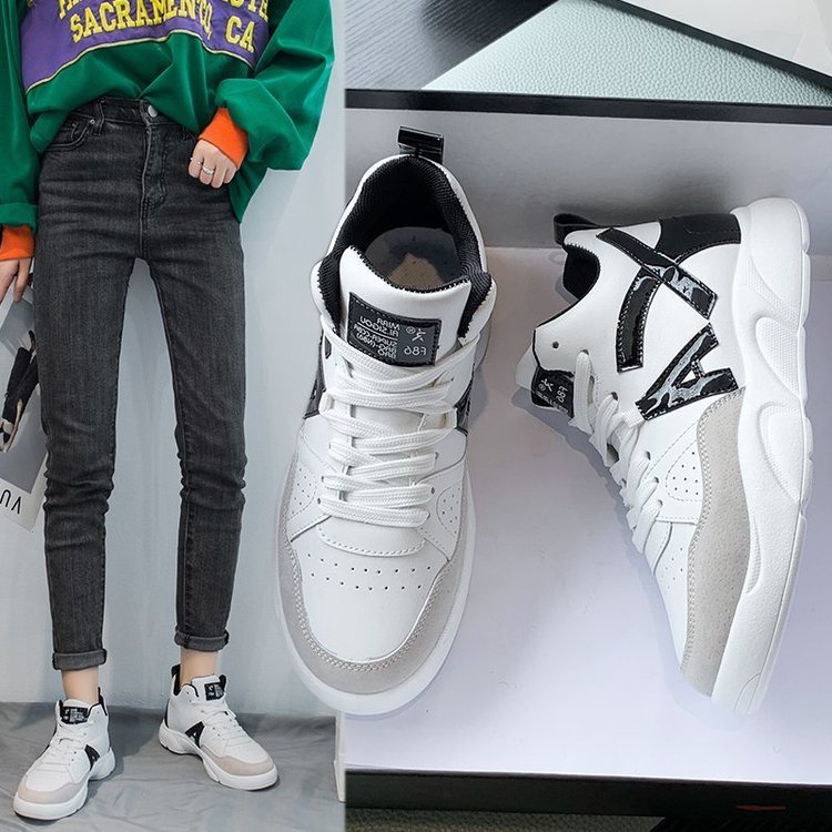 Stijl dames wandelschoenen fleece geïsoleerde witte hardloopschoenen dames sneakers hoge top warme damesschoenen