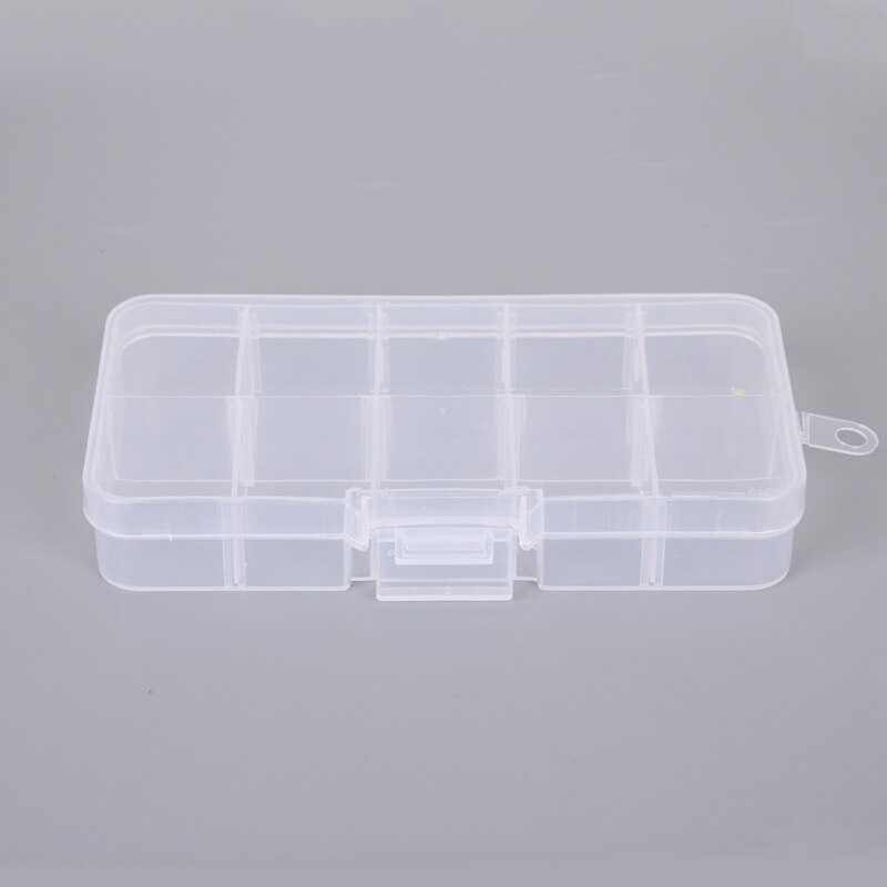 10/15/24 Slots Adjustable Plastic Storage Box Transparent Rectangle Case Organizer Boxes For Small Handmade Packing Jewelry: white 10 lots
