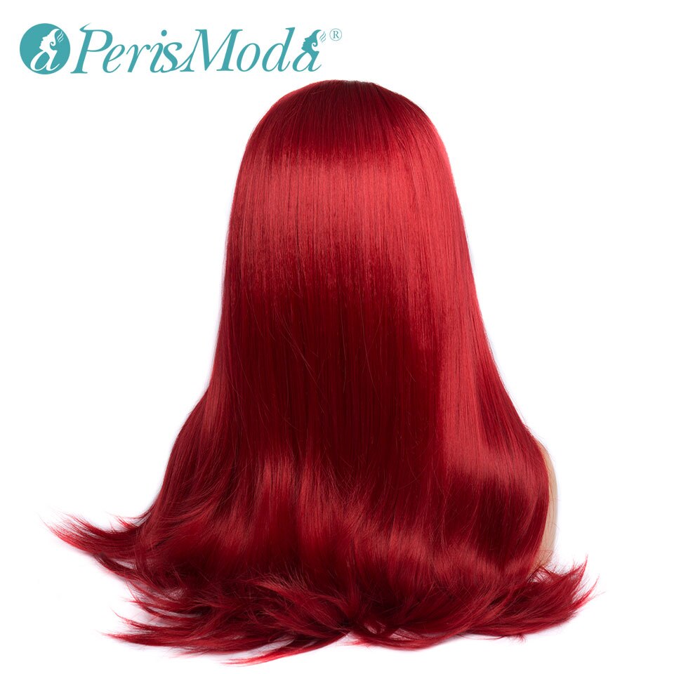 Pelucas frontales de encaje sintético para mujer, pelo largo liso, marrón oscuro, Morado, rojo, resistente al calor, pelucas de pelo sintético