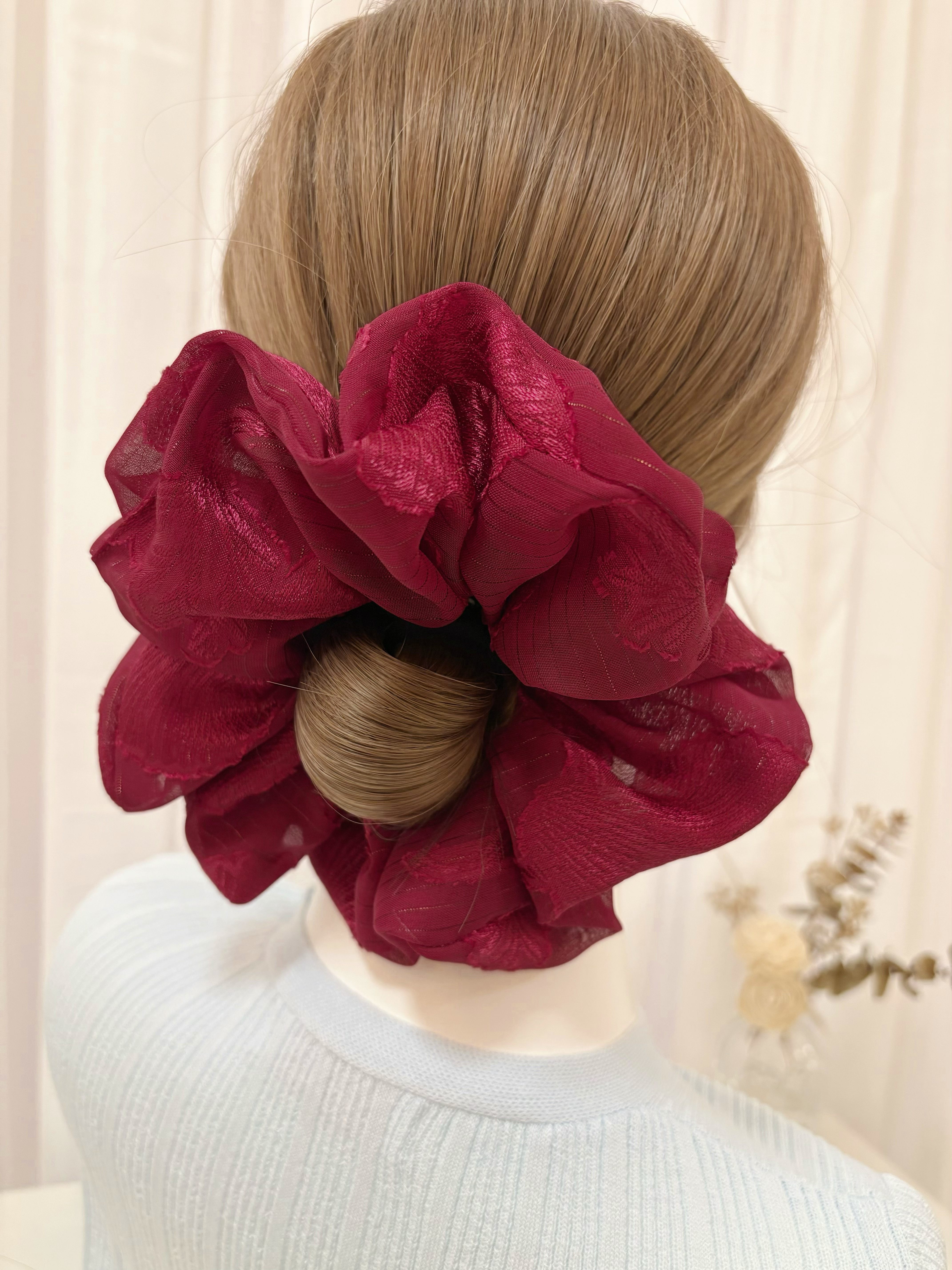 Novo grande elegante bordado scrunchies estilo coreano pacote de cabelo para mulheres exageradas hairbands para meninas acessórios para o cabelo: CÉU AZUL