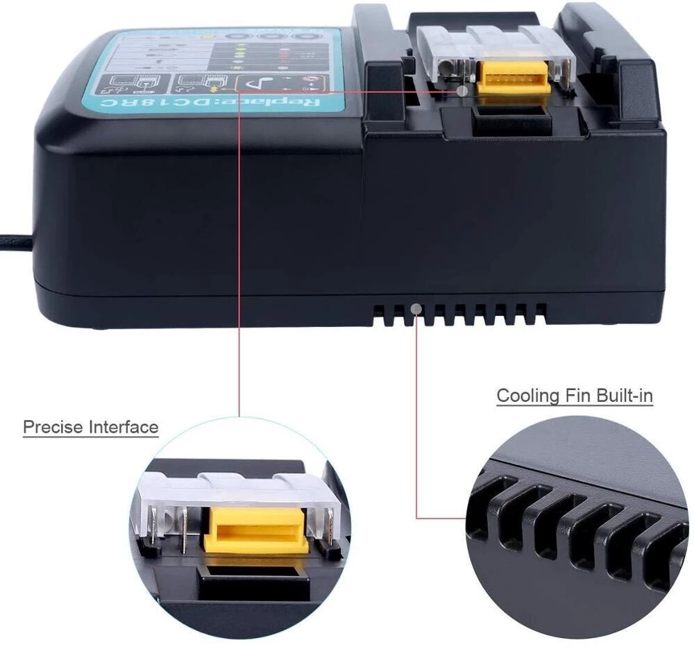 DC18RCt Li-ion Battery Charger 3A Charging Current for Makita 14.4V 18V BL1830 Bl1430 DC18RC DC18RA Power tool Charge