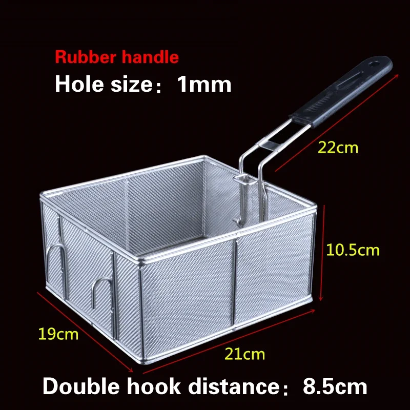 Stainless steel frying basket net French fries basket frame square oil control filter frying basket dense