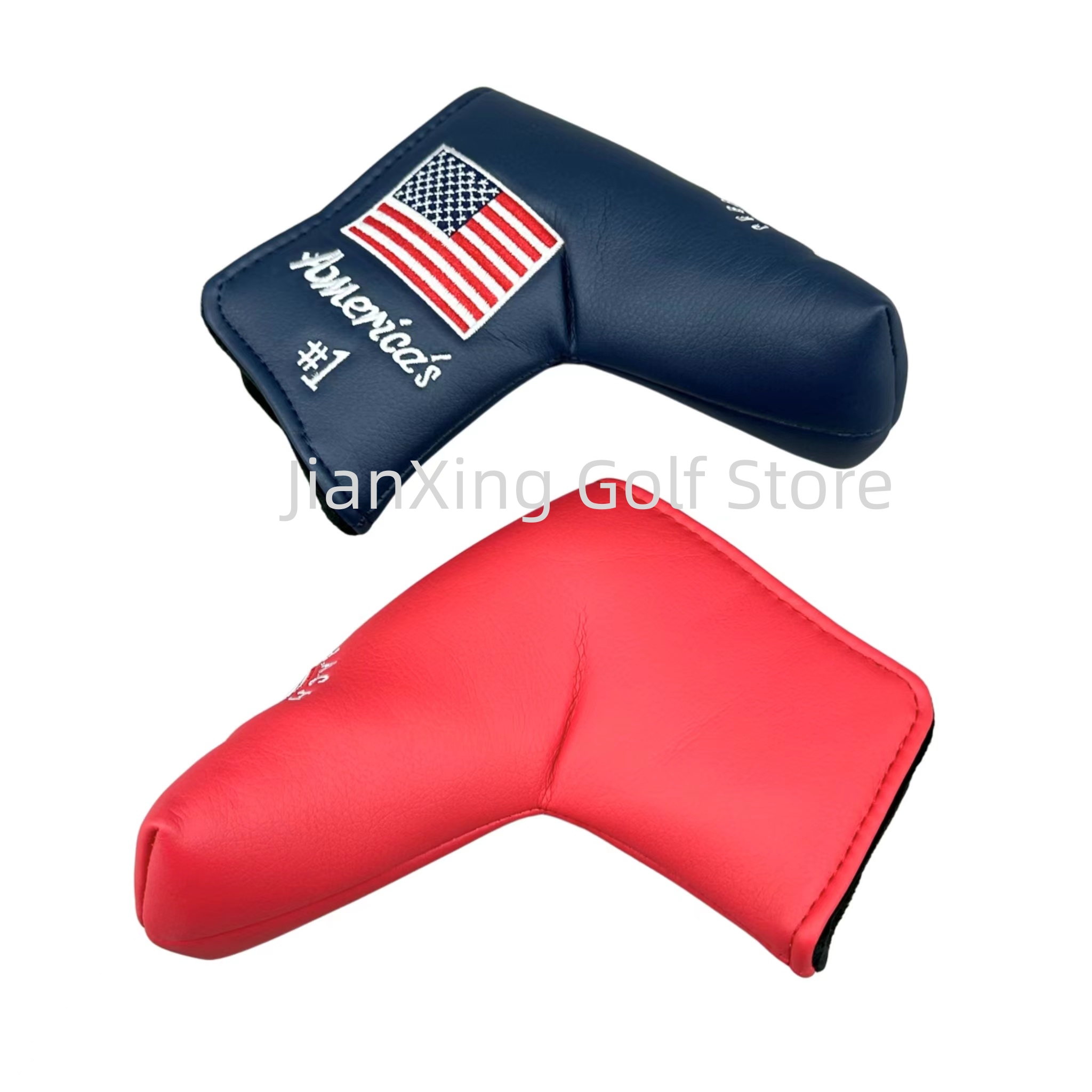 Golf Putter Cover Pu Leather Sluiting Grenen Patroon Golf Club Cover Blade Putter Cover Protector