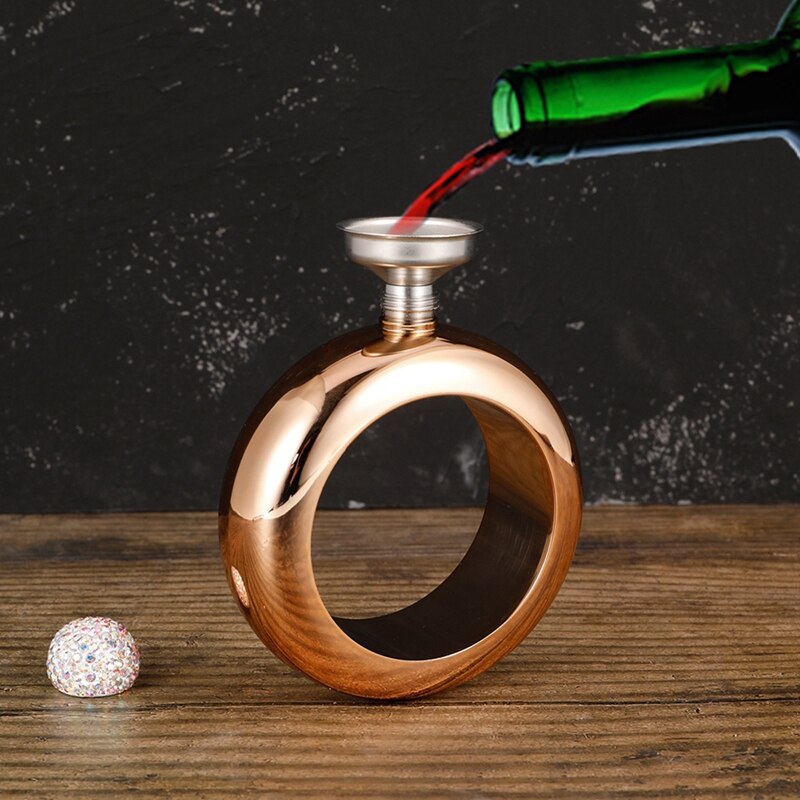 Bracelet alcool Hip flacon avec couvercle en diamant rond Chic vin 3.5oz whisky Vodka alcool Flagon Drinkware + 1 entonnoir