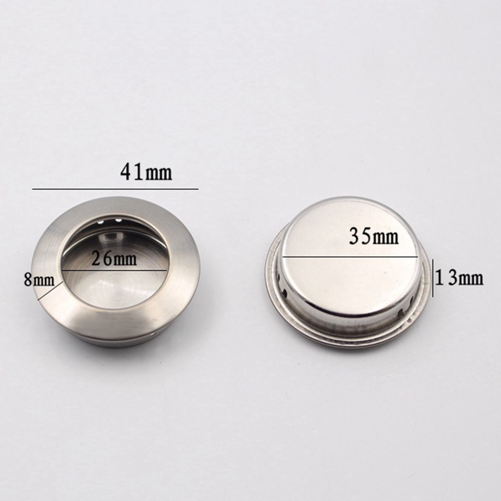 5Pcs Stainless Steel Flat/Sloped Door Handles Round Recessed Flush Pulls Finger Insert Sliding Door Drawer Handles Cabinet Pulls