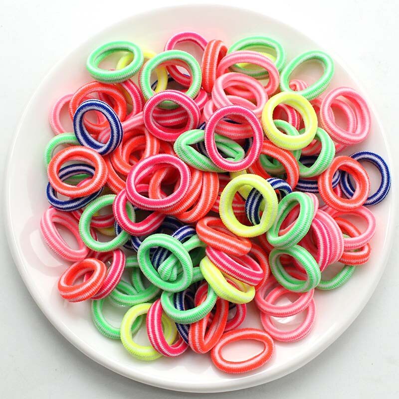 Diademas infantiles para niña pequeña, coleteros elásticos coloridos de nailon, accesorios para el cabello, 100 Uds.: Shallow Stripes