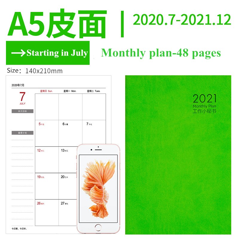 Notebook Planner Agenda 2022 Daily Weekly Monthly Journal A5 Meeting Book School Supplies Stationery Management