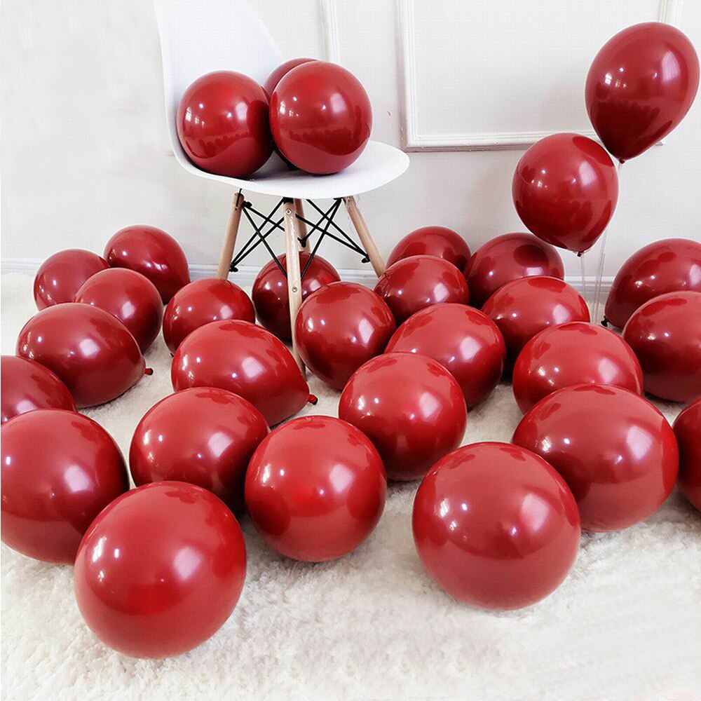20Pcs 10Inch Dubbele Laag Bordeaux Rood Paars Ballonnen Ruby Rood Hart Helium Globos Bruiloft Decoratie Valentijnsdag dag