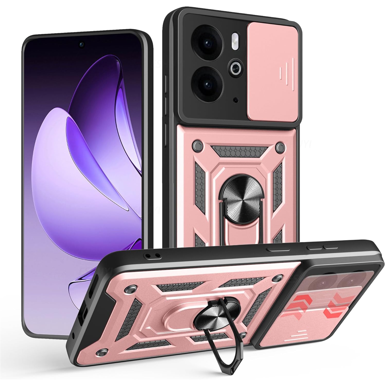 Armor Case For Realme 14 5G Realme 14T Cover Lens Protection With Ring Magnetic Holder Coque Fundas Capa: WHITE / Realme 14