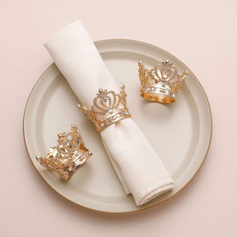 6 Stks/partij Crown Servetring Metalen Tissue Ring Servet Gesp Geschikt Voor Bruiloft Partij Decoratie