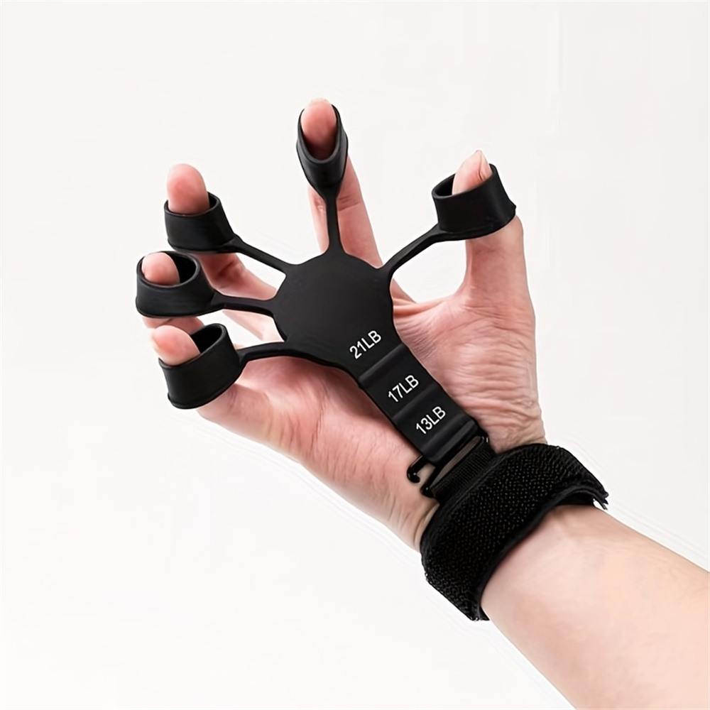 Manillar de ejercicio para entrenamiento de dedos, empuñaduras de mano, fortalecedor ajustable, banda de resistencia, entrenador, cepillo de mano, ejercicio expansor: Negro