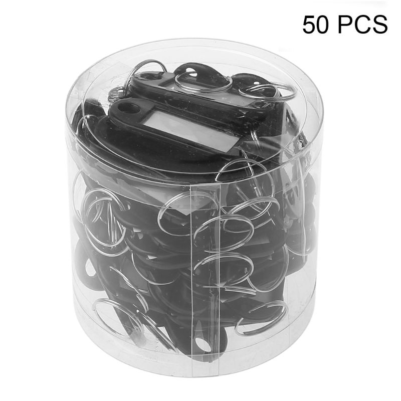 50Pcs Key Id Tag Bagage Bagage Naam Label Kaart Met Split Ring Sleutelhanger F3MD