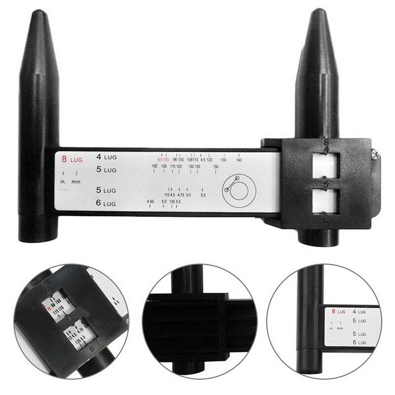 Wheel Rim Bolt Pattern Sliding PCD Measuring Tool Gauge Ruler 8 Holes PCD Ruler Lugs Hub Pitch Measurement Tool Vernier Calipers