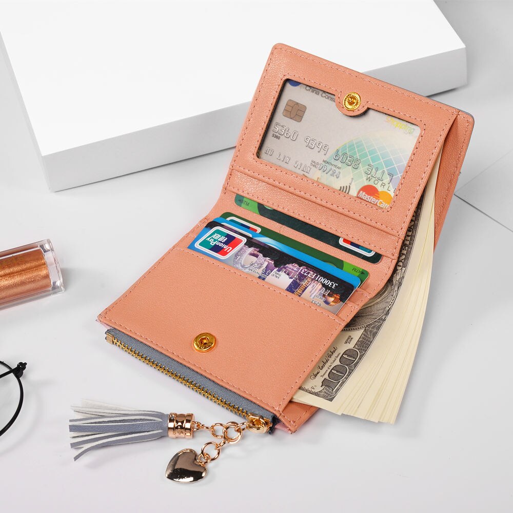UOSC Leather Women's Wallet Cute Purse Long Zip Bag Coin Card Holder Soft Leather Phone Card Wallets Female Clutch