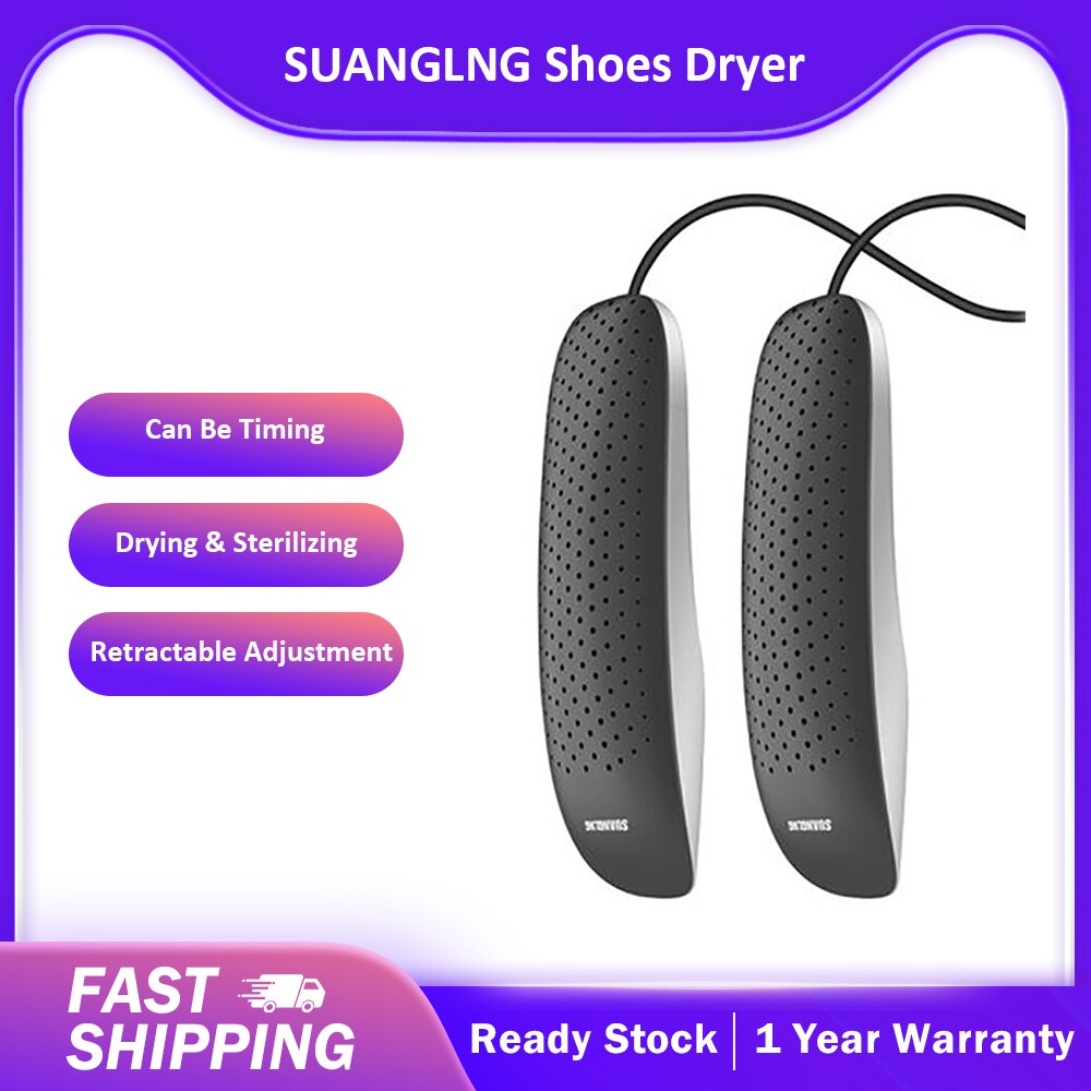 Suanglng-Mini secador de zapatos portátil, desodorización de ozono, temporizador retráctil, esterilizador de zapatos, novedad
