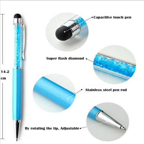 Crystal Ballpoint Pen Touch Screen Stylus Pen Useful 2 in 1 Tablet Pen For Pad Phone Smart Phone