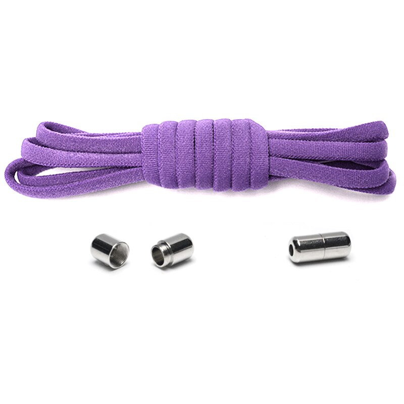 Cordones elásticos redondos sin lazos para niños y adultos, zapato Unisex, cordones para zapatillas, Color sólido, cierre rápido, 1 par: 06 Purple