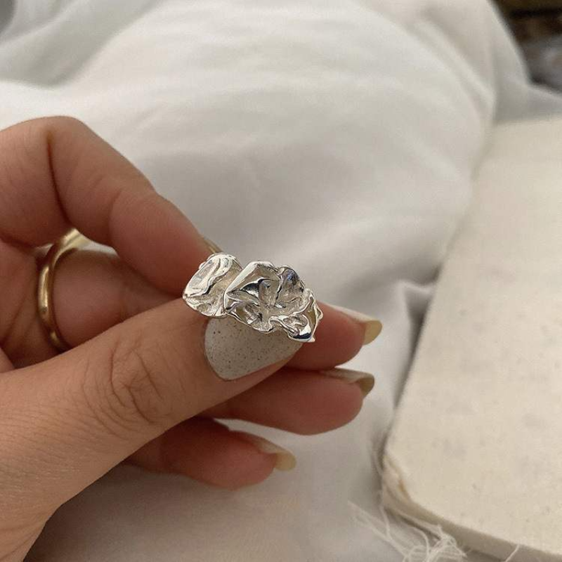 Onregelmatige geplooide ring voor vrouwen mannen open verstelbare ringen brede trendy vingerringen Y2K accessoires mode punk sieraden