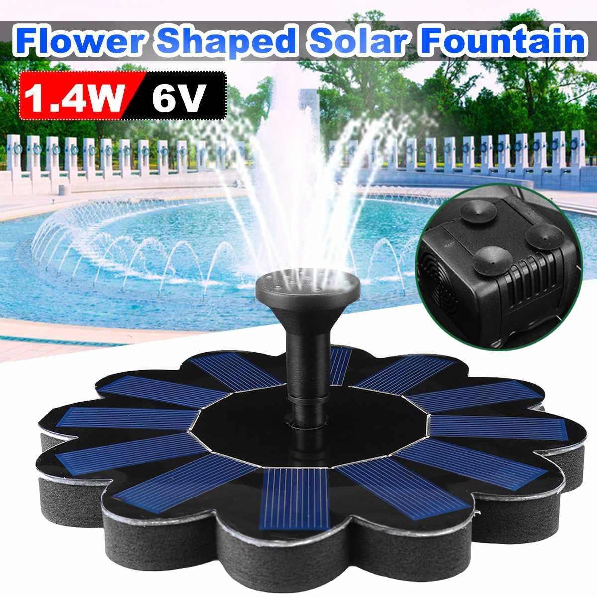 Solar Powered Fountain Outdoor Garden Water Fountain Pump for Lake Pond Pool Gardening Aquarium Garden Decoration Supplies