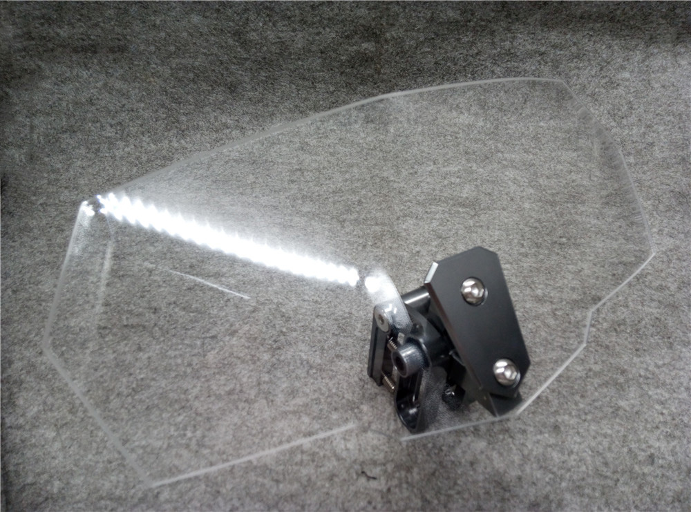 Universal Transparent Upper Outer Windshield Air Wind Deflectors Windscreen Bracket Set Adjustable for Motorcycle