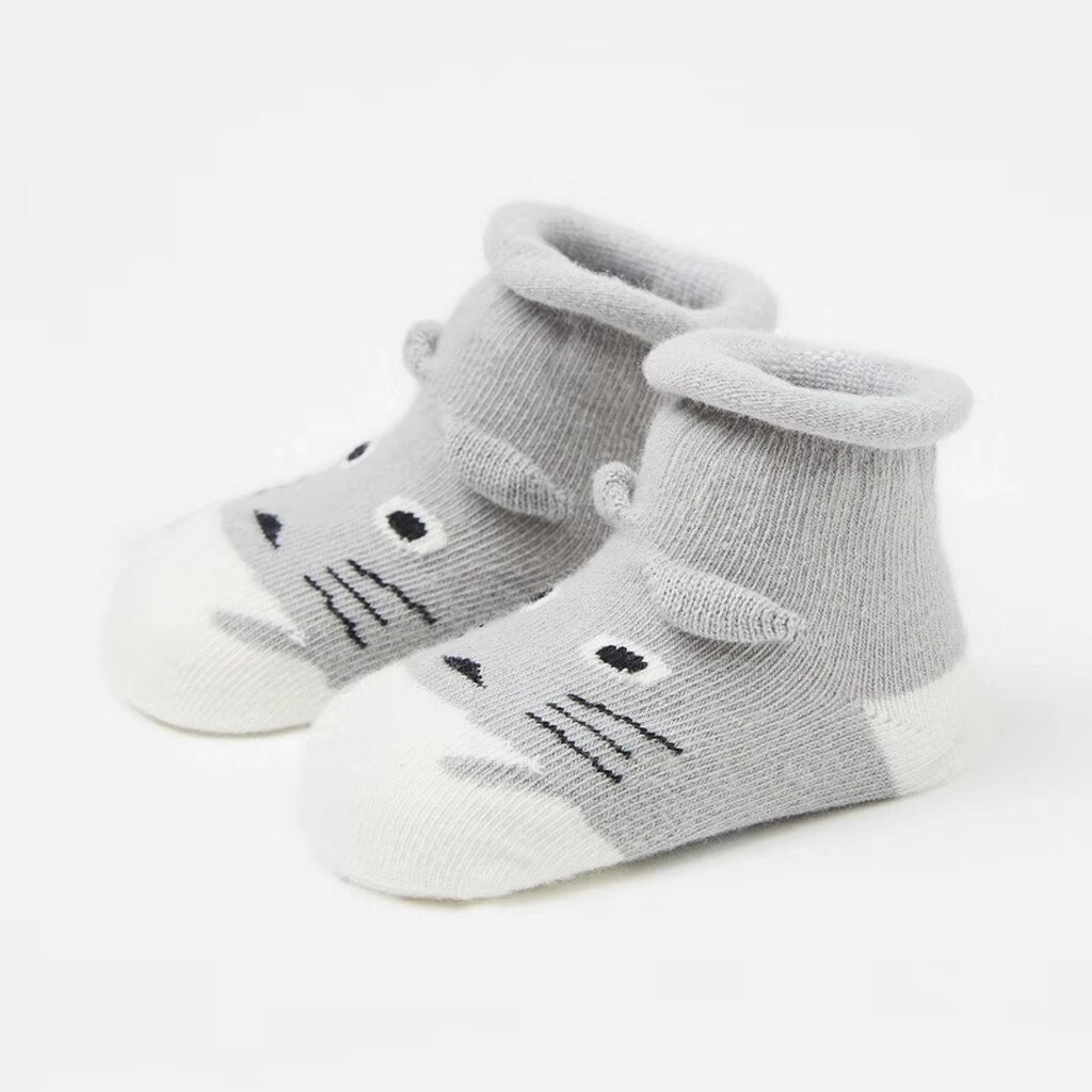 Baby Socks For Toddler Boys Girls Kids Infant Cartoon Animals Floor Socks Baby Anti-Slip Knitted Warm Socks Clothes ##5: Gray / 6M