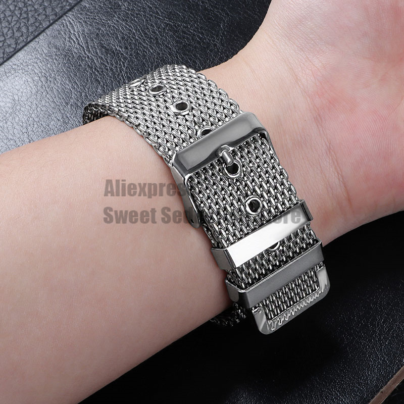 18mm 20mm 22mm 24mm Metal Watch Strap 1.0 Mesh Milanese Stainless Steel Bracelet for Men Women Universal Loop Watch Band
