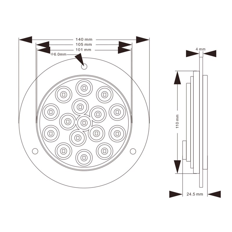 4PCS 12V 24V Universial 16 LED Round Car Tail Trailer Lights Truck Caravan Taillight Rear Brake Stop Indicator Turn Signal Lamp