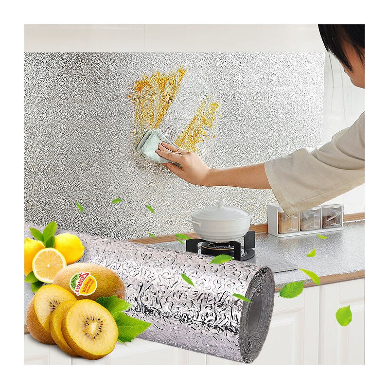 40x100/200cm Kitchen Oil-proof Waterproof Stickers Aluminum Foil Kitchen Stove Cabinet Self Adhesive Wall Sticker DIY Wallpaper