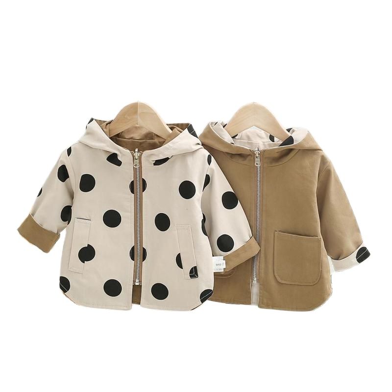 Printemps Automne Épais Filles Double Face Vestes Vêtements D'extérieur Pour Enfant Lettre Sport À Capuche Manteaux Enfants Vêtements Bébé Garçons Trench