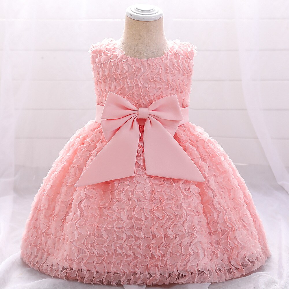 Vestido de baile verde para niña, bata de bautizo para bebé, vestido de primer cumpleaños, ropa para niña pequeña: L1979XZ-Pink