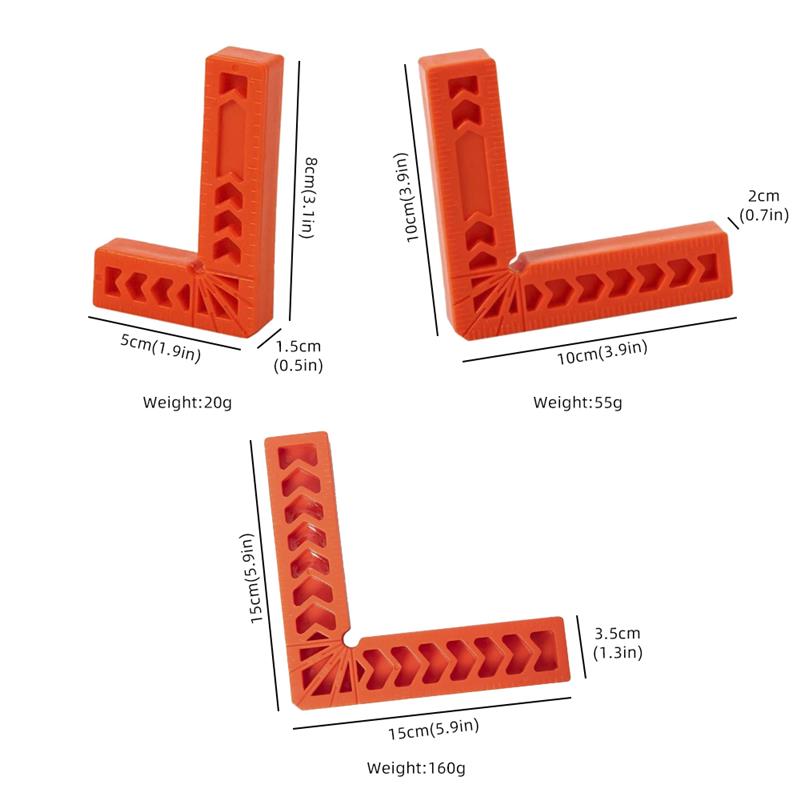 90 Degree Right Angle Clamp L-Square Holder Ruler Clamping Squares DIY Corner Clamps Picture Frame Woodworking Tools 3" 4" 6"
