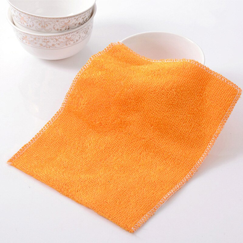 1pc anti-fett disktrasa bambu fiber tvätt handduk skursvamp magiska rengöring trasor kök hushållsartiklar rengöring verktyg: Gul / L    27 x 30 cm