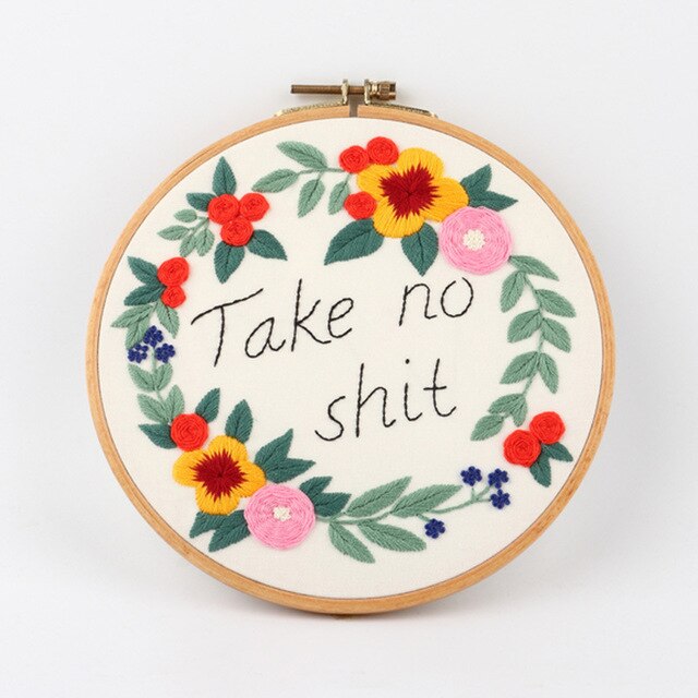 Simple Embroidery Kit Flowers Pattern DIY Handmade Craft Set: 1