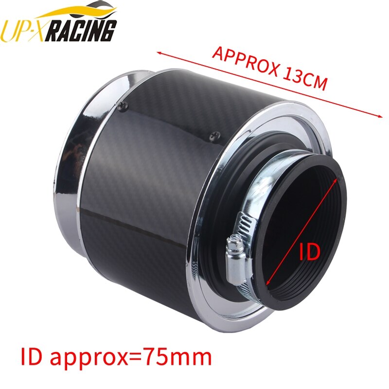 auto high Flow universal air Filter 60/65/70/75mm air Intake system carbon fiber filter mushroom head Cone Cold Air Intake: AF5006C-75