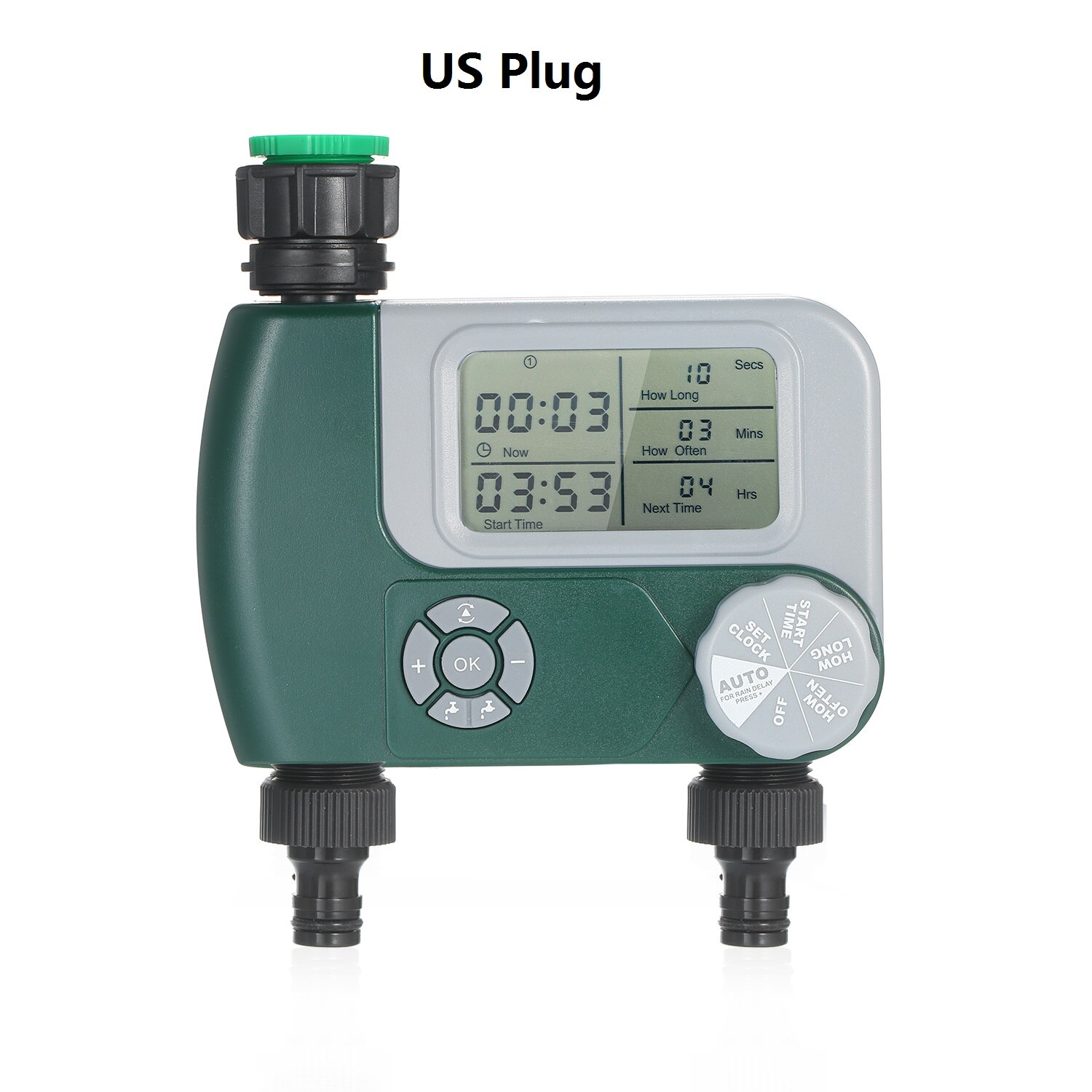 Digital slang kran timer utomhus batteridriven automatisk bevattning sprinklersystem bevattning controller med 2 uttag: Set 2 us plugg