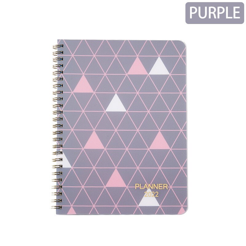 2022 A5 Planner/Calendar Notebook Diary Weekly Agenda Goal Habit Schedules Organizer Stationery For School Office Supplies: Purple