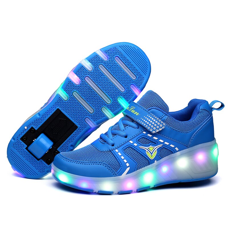 Kinderen Roller Skate Schoenen Roze Blauw Jongens Meisjes Led Licht Sneakers Met Wiel Jongen Meisje Casual Schoen Zapatillas Ruedas