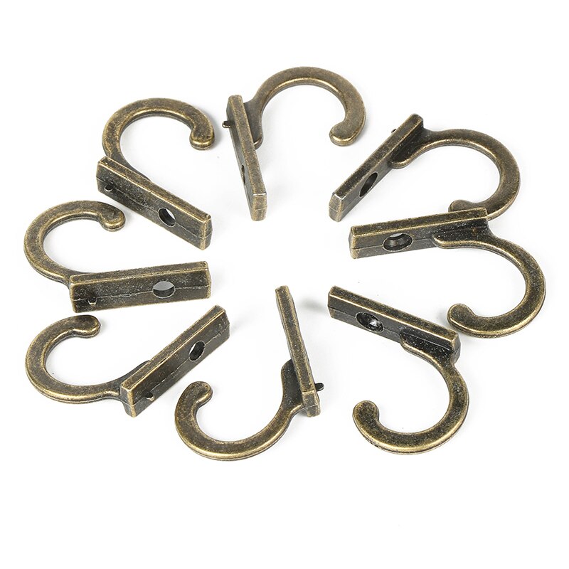 Ganchos decorativos antiguos para colgar ropa, colgador de pared, bata, abrigo, tono bronce, 22x21x8mm, 50 unids/lote