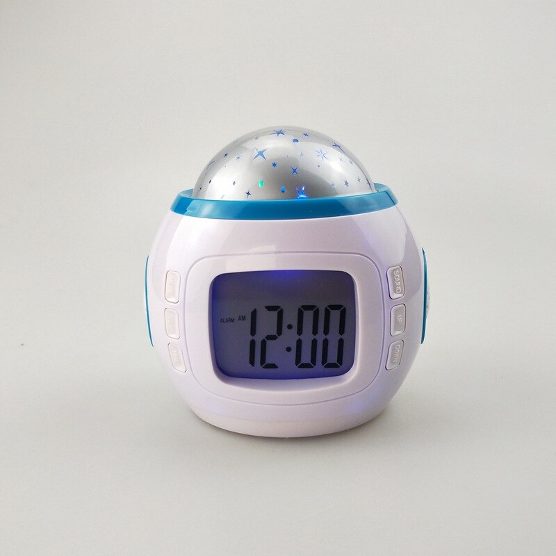 Ledet digitalt vækkeur snooze stjerneklar stjerne glødende vækkeur til børn babyværelse kalender termometer natlys projektor