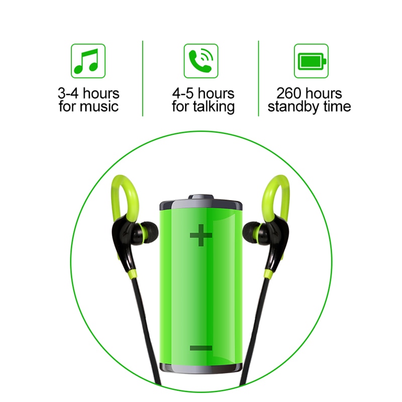 5,0 Mini auricular deportivo inalámbrico Bluetooth llamada con manos libres auriculares estéreo con micrófono auriculares deportivos con gancho para la oreja para IPhone Android