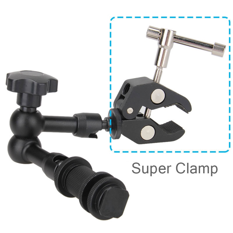 7 / 11 Inch Adjustable Friction Articulating Magic Arm + Super Clamp Crab Clip for DSLR LCD Monitor LED Light Camera Accessories