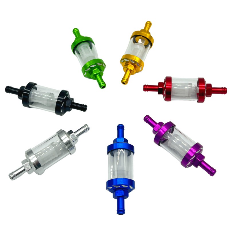 8mm CNC Aluminum Alloy Glass Gas Fuel Gasoline Oil Filter Moto for Dirt Pit Bike 125/140/150/160cc CRF70 90 110 TTR100 110 KLX65