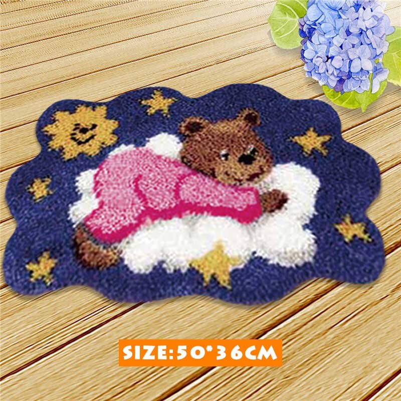 Bear Latch Hook Kits Diy Cushion Animals Klink Haak Kleed Bloemen Button Needlework Mat Kit Almofadas Klink Haak Kussen Bloem 3D: ZD100