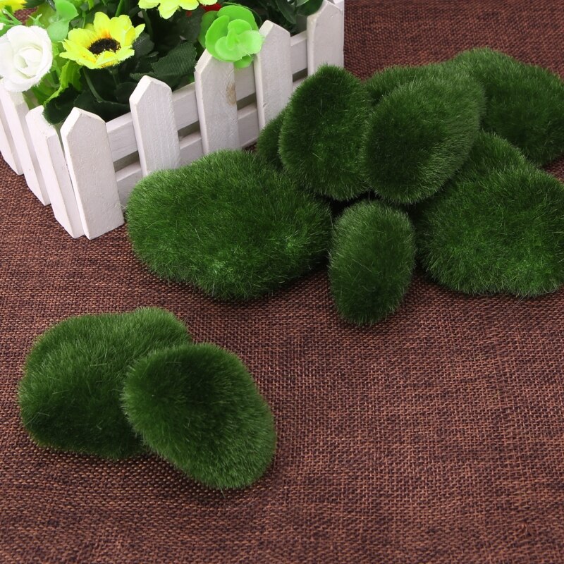 10Pcs Moss Balls Decorative Stone Artificial Simulation Garden Vase Filler