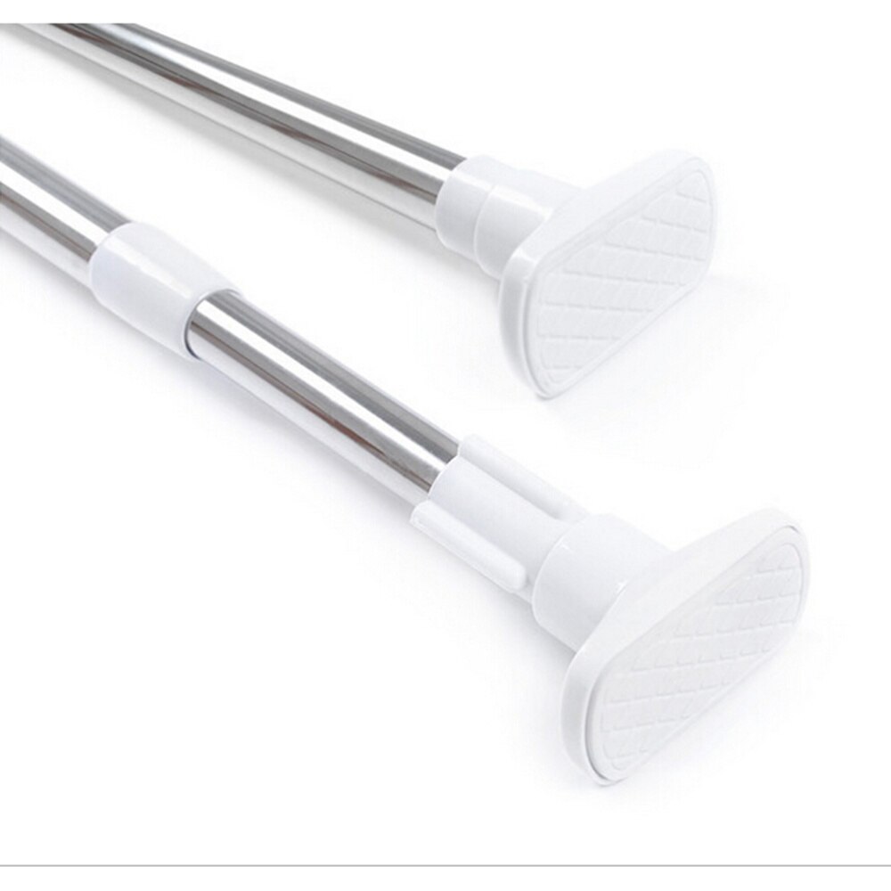 70CM To 120CM Adjustable Stainless Steel Spring Tension Rod Rail With Rubber Rectangular Heads For Clothes / Towels / Curtains (