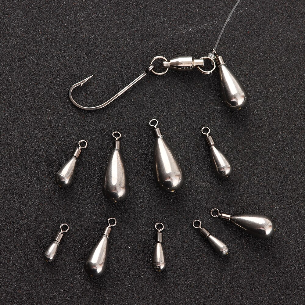 0.9-14g Tungsten Fishing Sinker Tear Shot Weights Sinker Bass Carp Fishing Tackle Quick Release Casting Fish Hook Connector